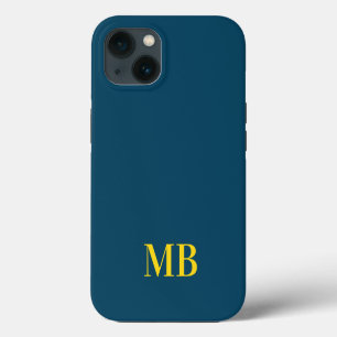 Blauw Minimalistisch Modern Initiaal Monogram iPhone 13 Hoesje
