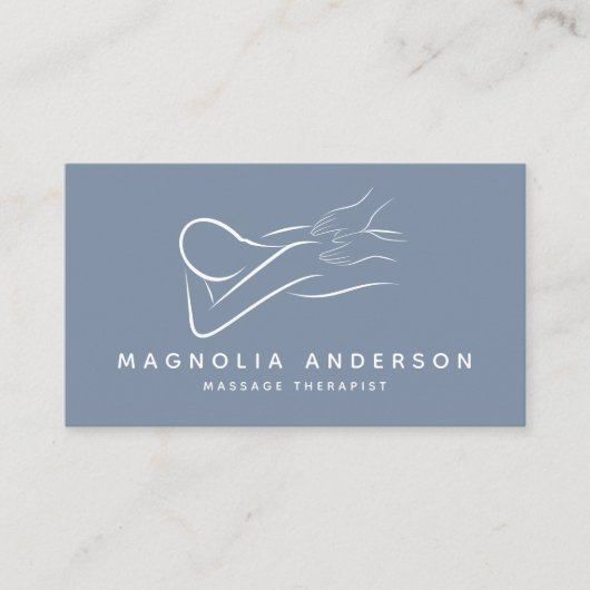 Blauw minimalistisch modern | Massagetherapist Visitekaartje (Voorkant)
