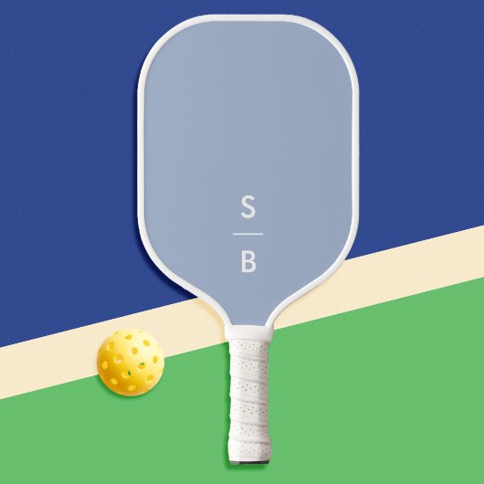 Blauw Minimalistisch Modern Monogram Pickleball Paddle