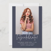 Blauw Minimalistisch Modern Verticaal 5 Pic Afstud Kaart (Achterkant)