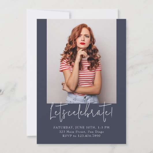 Blauw Minimalistisch Modern Verticaal 5 Pic Afstud Kaart (Achterkant)