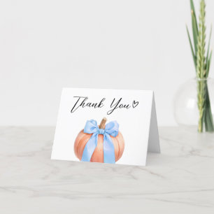 Blauw minimalistisch pompoen Baby shower Bedankkaart