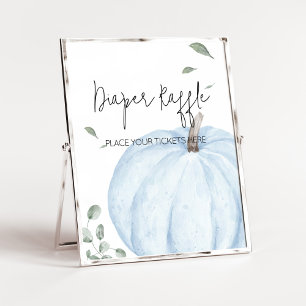 Blauw Minimalistisch Pompoen Baby shower Luier Raf Poster
