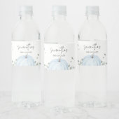 Blauw minimalistisch pompoen Baby shower Waterfles Etiket (Flessen)