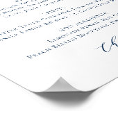 Blauw Minimalistisch Schrift Bruiloft Bar Menu Poster (Hoek)