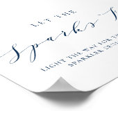 Blauw minimalistisch script laat de Sparks Fly Wed Poster (Hoek)