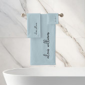 Blauw Minimalistisch Script Signature Monogram Bad Handdoek