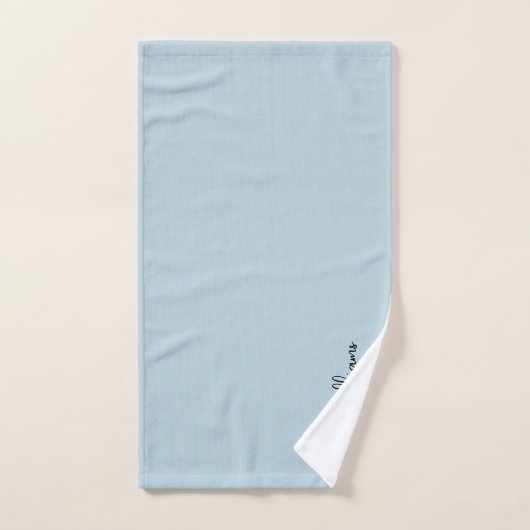 Blauw Minimalistisch Script Signature Monogram Bad Handdoek (Handdoek)