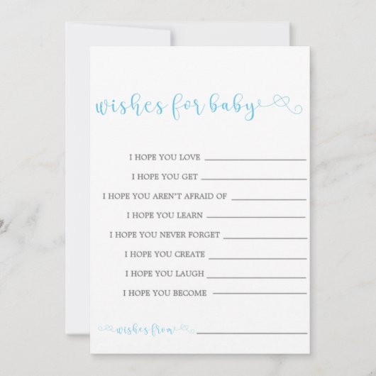 Blauw minimalistisch script wenst Baby (Voorkant)