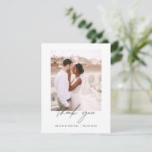 Blauw Minimalistische Trouw Dank Je Foto Bedankkaart (Staand voorkant)