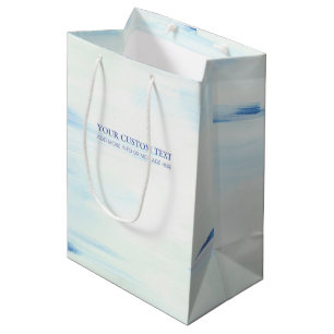 Blauw & Mint Abstract Oceaan Kunst Aangepaste Teks Medium Cadeauzakje