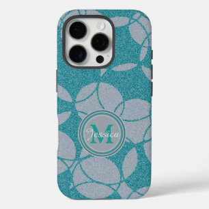 Blauw modern Abstract cirkelpatroon, aangepast iPhone 16 Pro Hoesje