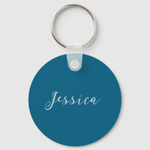 Blauw Modern Eenvoudig Elegant Professioneel Naam Sleutelhanger