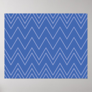 Blauw, modern, eenvoudig, koel, trendy zigzagpatro poster