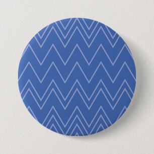 Blauw, modern, eenvoudig, koel, trendy zigzagpatro ronde button 7,6 cm