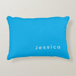 Blauw Modern Elegant Eenvoudig Professioneel Naam Accent Kussen