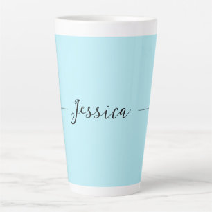 Blauw Modern Elegant Eenvoudig Professioneel Naam Latte Mok