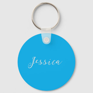 Blauw Modern Elegant Eenvoudig Professioneel Naam Sleutelhanger