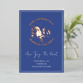 Blauw Modern Floral Save The Date Folie Kaart (Staand Voorkant)