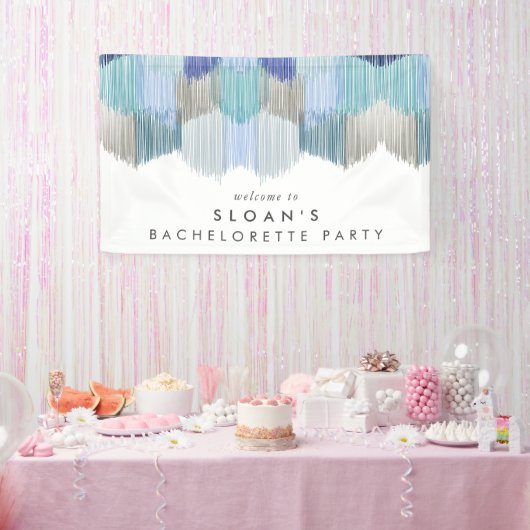 Blauw Modern Fringe Bachelorette Party Spandoek (Feest)