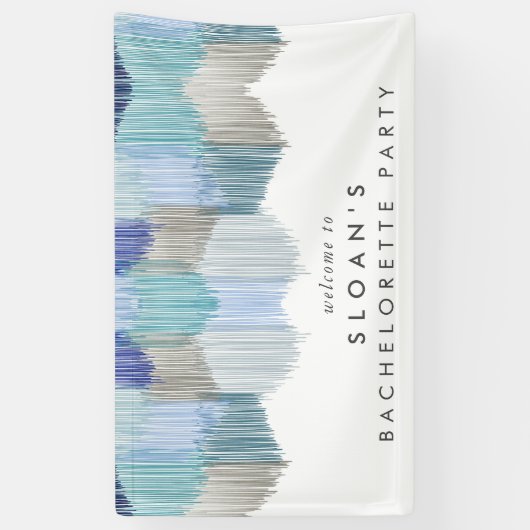 Blauw Modern Fringe Bachelorette Party Spandoek (Verticaal)