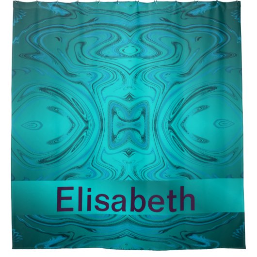 blauw, modern gebogen patroon met verschillende fr douchegordijn (Voorkant)