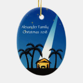 Blauw Modern Geboorte Kerstmis Ornament (Achterkant)