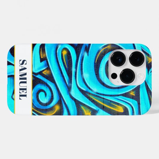 Blauw Modern Graffiti Patroon Case-Mate iPhone Case (Achterkant (horizontaal))