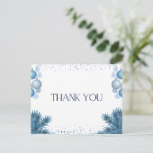 Blauw Modern Kerstmis Dank u Kaart (Staand voorkant)