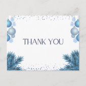 Blauw Modern Kerstmis Dank u Kaart (Voorkant)