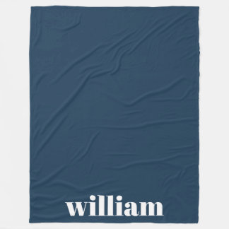 Blauw Modern Monogram Gepersonaliseerde naam Fleece Deken