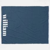 Blauw Modern Monogram Gepersonaliseerde naam Fleece Deken (Voorkant (Horizontaal))
