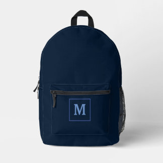 Blauw Modern Monogram Naam Aangepast Bedrukte Rugzak