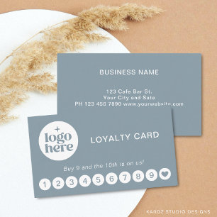 Blauw Modern Professioneel Logo Loyalty Card Visitekaartje