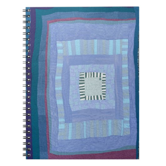 Blauw modern quilt notitieboek (Voorkant)