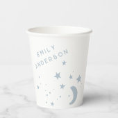 Blauw Modern Regenboog en sterren Wit Baby shower Papieren Bekers (Achterkant)