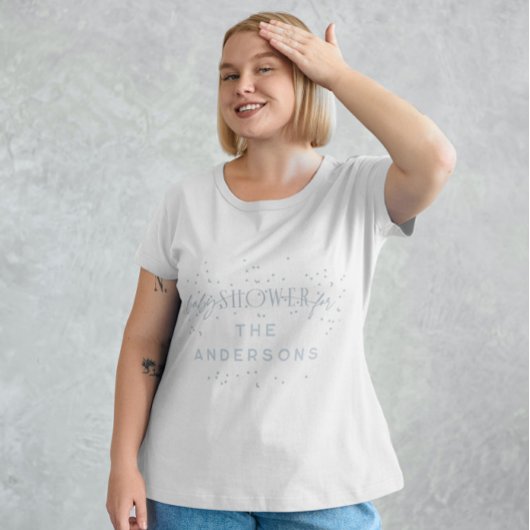 Blauw Modern Regenboog en sterren Wit Baby shower T-shirt