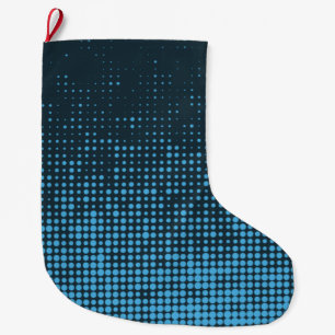 Blauw, modern, retro, cool, trendy puntpatroon grote kerstsok