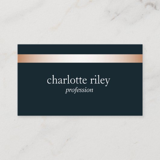 Blauw | Modern Roos Goud Gestreept Stijlvol Visitekaartje (Voorkant)