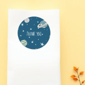 Blauw modern ruimteplaneten sterren dank je  ronde sticker