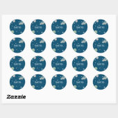 Blauw modern ruimteplaneten sterren dank je  ronde sticker (Vel)