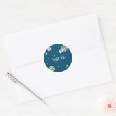 Blauw modern ruimteplaneten sterren dank je  ronde sticker (Envelop)