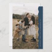 Blauw Modern Simple Wavy Twee Foto Kerstmis Feestdagenkaart (Voorkant)