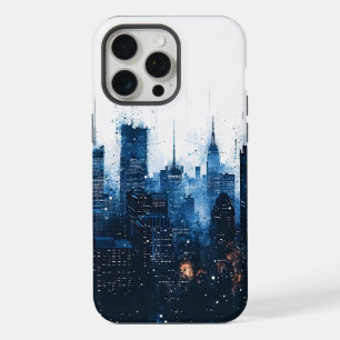 Blauw modern stadsgezicht iPhone 15 pro max hoesje