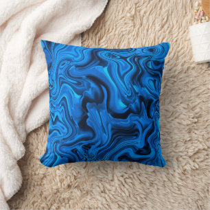 Blauw Modern Waterverf Art Kussen
