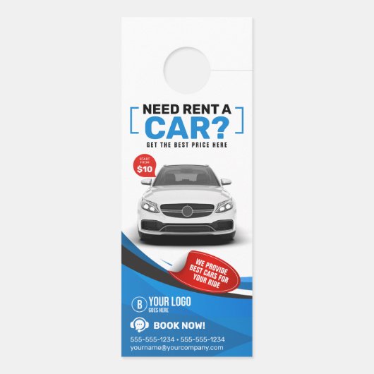 Blauw Moderne Auto Huren Autoverhuur Auto Huren (Achterkant)