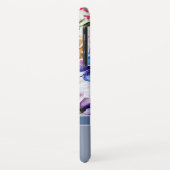 Blauw Moderne Bloemen en Vlinder Monogram Naam Case-Mate iPhone Case (Achterkant/links)