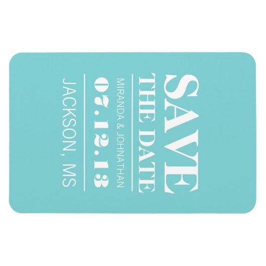 Blauw Moderne Elegantie Bewaar de Datummagneet Magneet (Horizontaal)