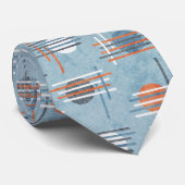 Blauw Moderne Geometrisch Stropdas (Opgerold)