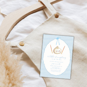 Blauw Moderne Jongensboog Aziatische Dumpling Baby Kaart